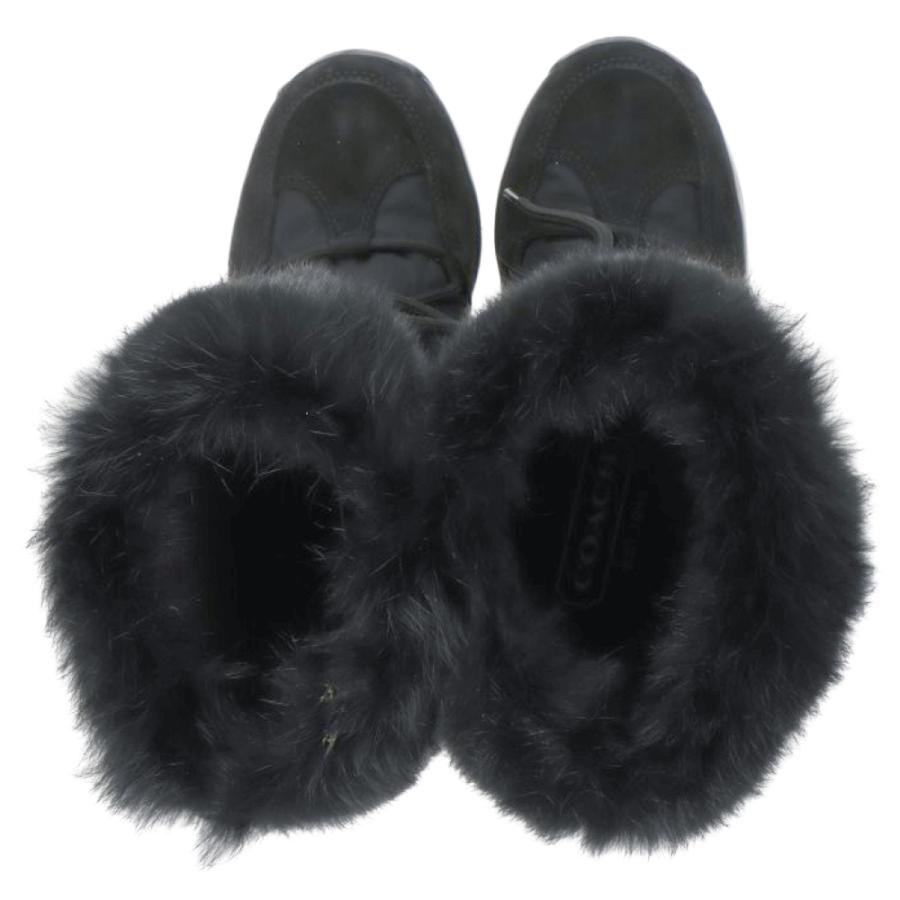 COACH（コーチ） シグネチャー ファー スノーブーツ ブラック : BRING