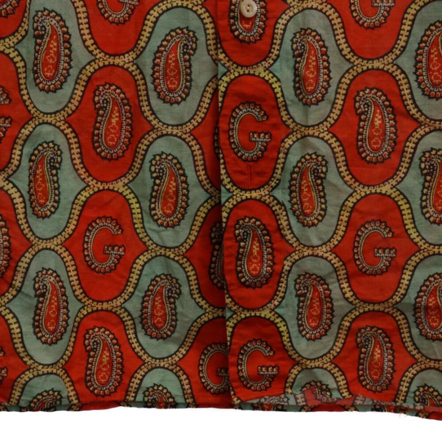 GUCCI グッチ 21AW Gペイズリー リネン 総柄 半袖シャツ オレンジ 