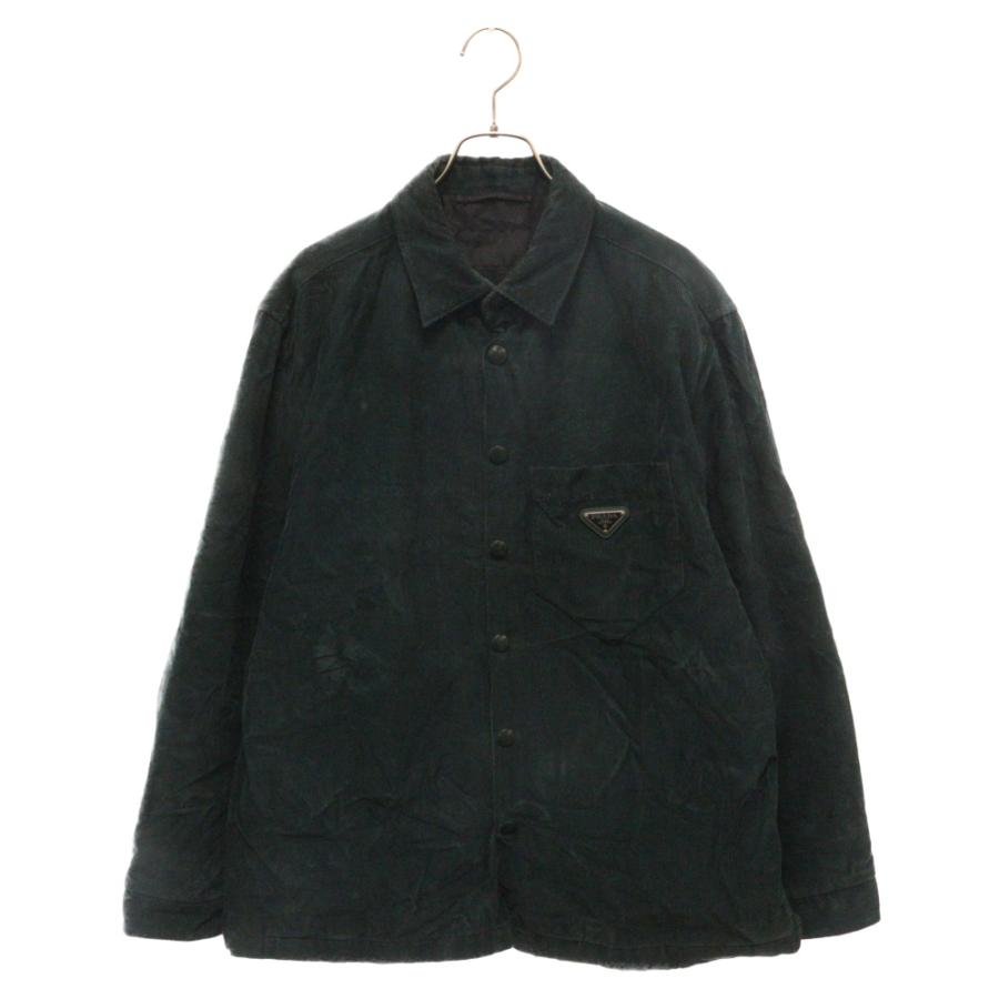 PRADA プラダ 21AW Triangle Logo Light Pad Velvet Shirt ロゴ PRADA プラダ 21AW Triangle Logo Light Pad Velvet Shirt ロゴ