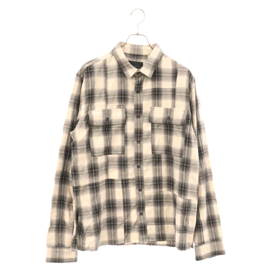 STAMPD スタンプド コットン チェック 長袖ネルシャツ ベージュ/グレー 