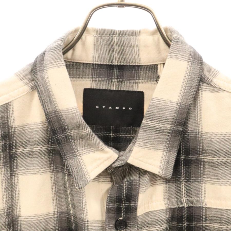 STAMPD スタンプド コットン チェック 長袖ネルシャツ ベージュ/グレー 