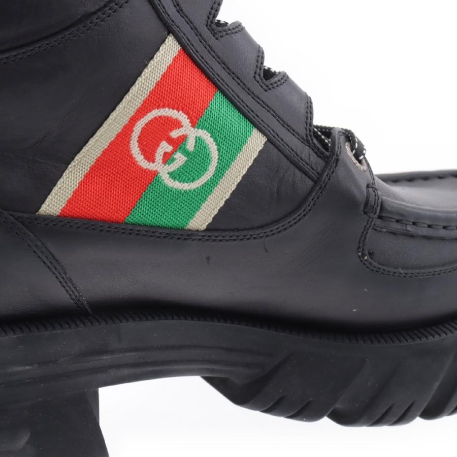 GUCCI グッチ インターロッキングG レザー レースアップ ブーツ 
