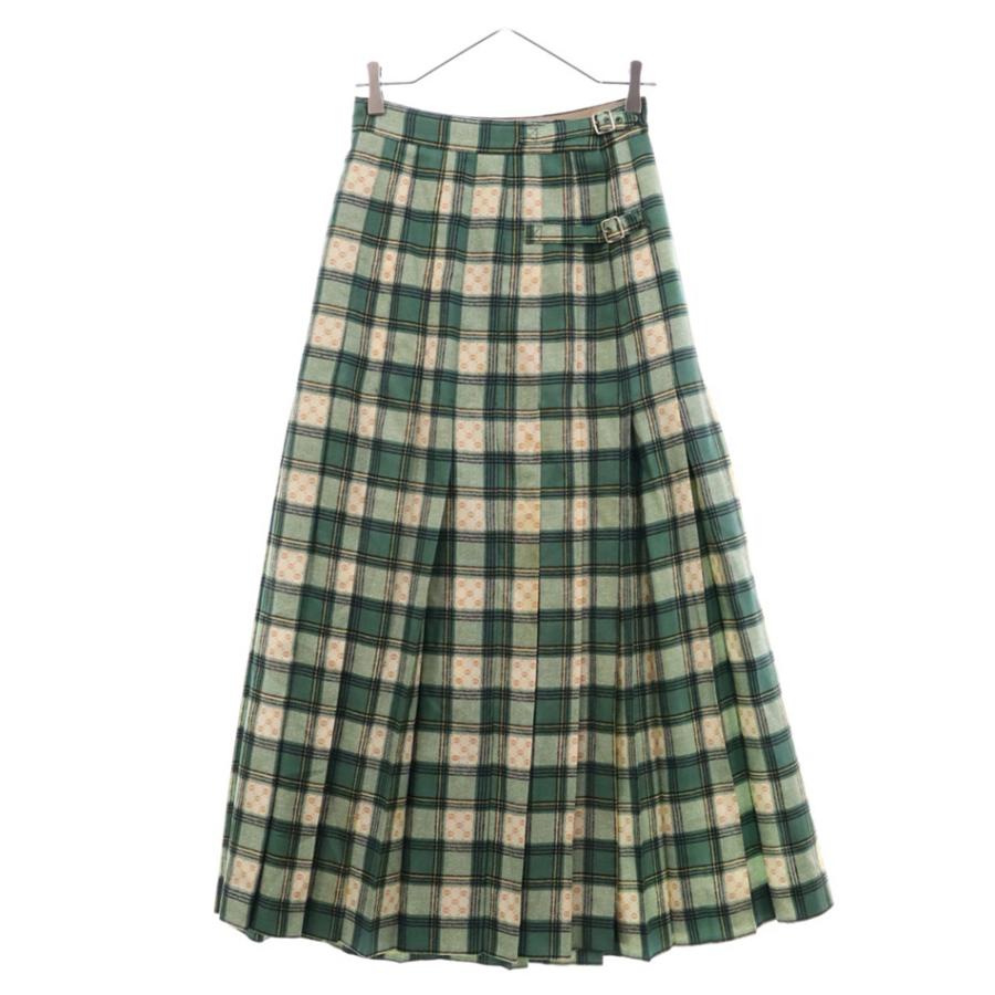 GUCCI グッチ 21AW GGロゴ チェック柄 サイドベルト ロング スカート 
