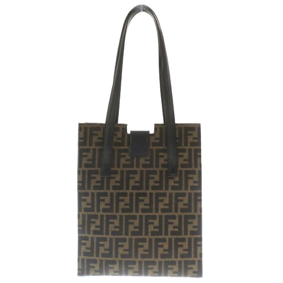 FENDI フェンディ ズッカ柄 レザー キャンバス トートバッグ 