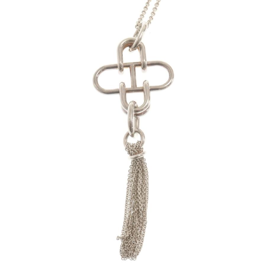 HERMES ローズドメール　ネックレス　sv925 HERMES（エルメス） ローズドメールペンダント タッセル ネックレス