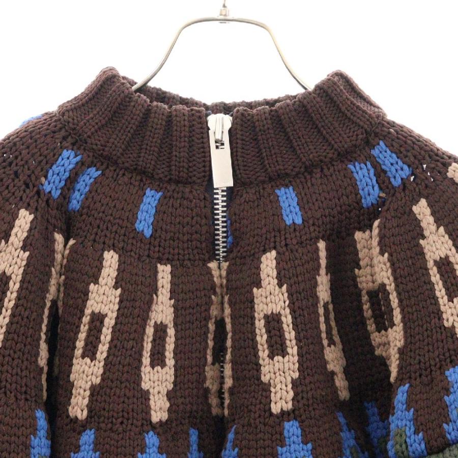 sacai サカイ 24SS ジャガード パフスリーブ 半袖 カウチン sacai サカイ 24SS ジャガード パフスリーブ 半袖 カウチン