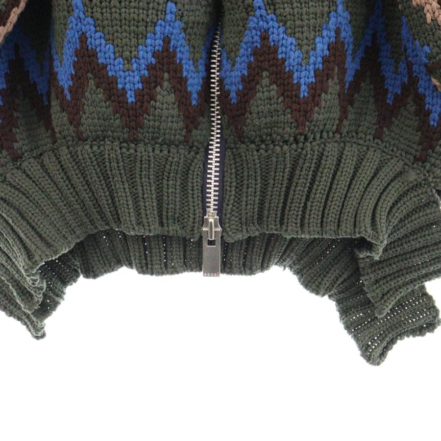 sacai サカイ 24SS ジャガード パフスリーブ 半袖 カウチン sacai サカイ 24SS ジャガード パフスリーブ 半袖 カウチン