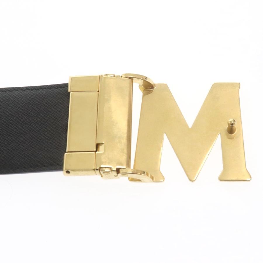 MCM レザー ベルト ゴールドバックル