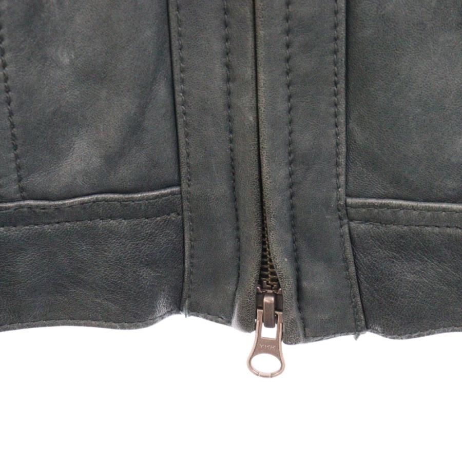 RUPERT EDGE シープスキン シングルライダースジャケット グリーン