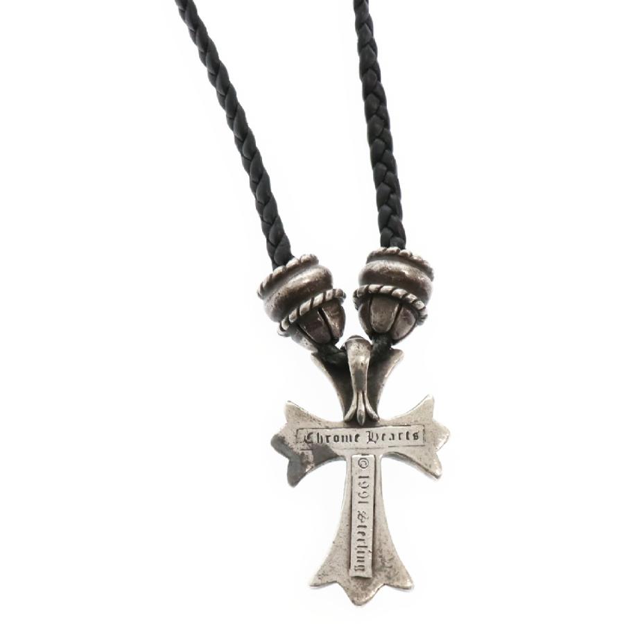 CHROME HEARTS（クロムハーツ） SMALL CROSS PENDANT LEATHER BRAID