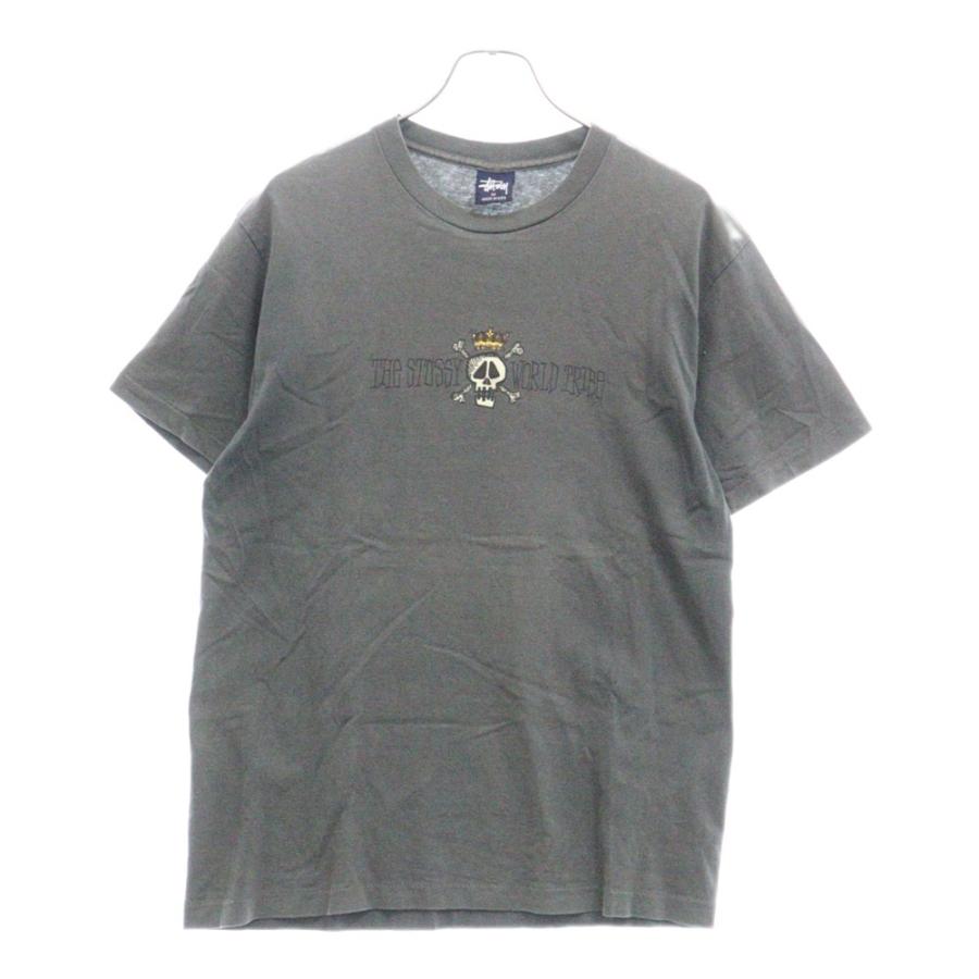 STUSSY ステューシー 90S 紺タグ ドクロプリント クルーネック半袖T 