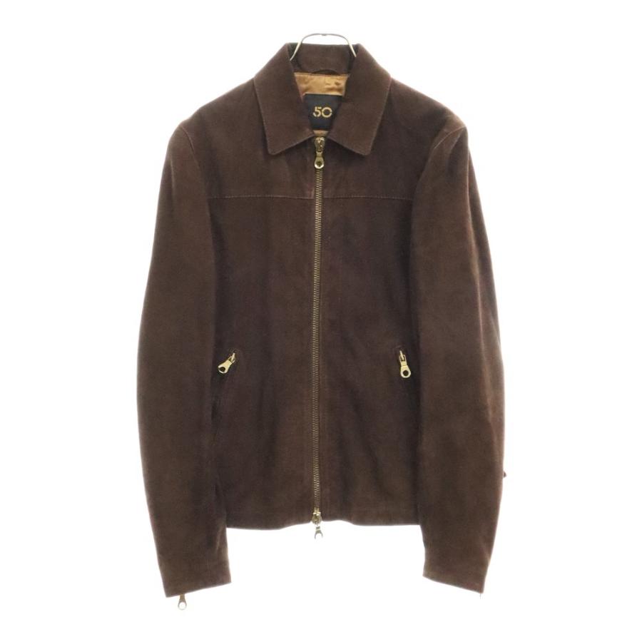 CINQUANTA ブラウンシングルライダースジャケット
