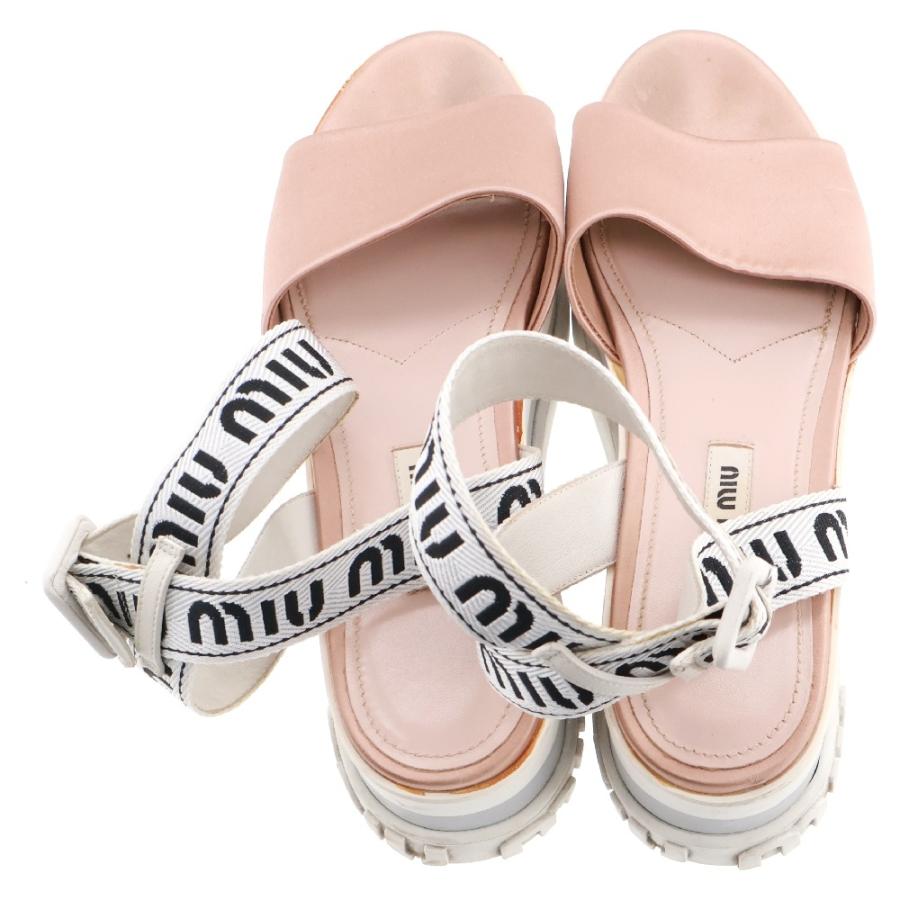 miumiu ミュウミュウ ロゴベルト オープントゥ 厚底サンダル 