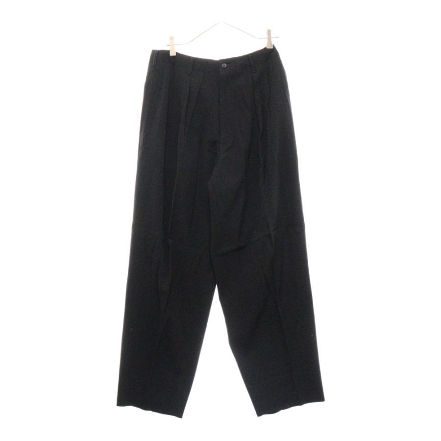 Yohji Yamamoto ヨウジヤマモト ウール ジップフライ フロントタック スラックス ストレートパンツ ブラック HB-P08-104 Yohji Yamamoto（ヨウジヤマモト） ウール ジップフライ フロント