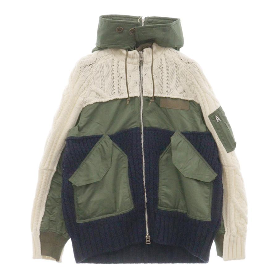 sacai サカイ 19AW CABLE KNIT MA-1 JACKET ニットセーター ドッキング 