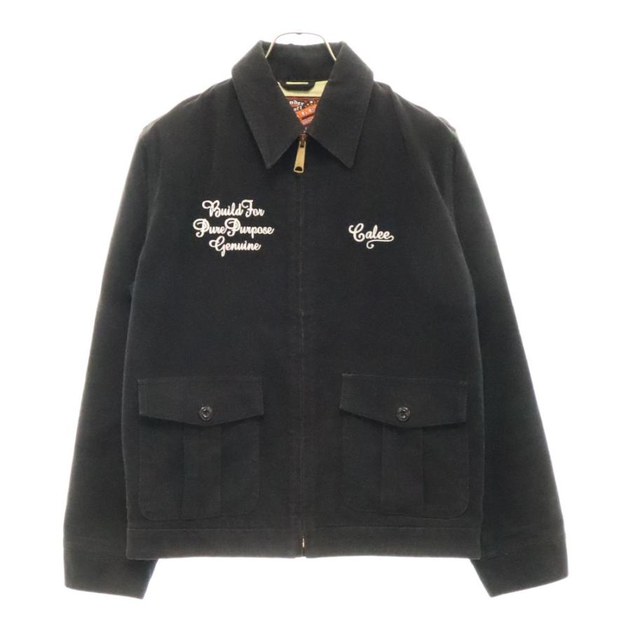 CALEE レザーコーデュロイジップアップジャケット CALEE（キャリー） フロント ロゴエンブロイダリー コーデュロイ