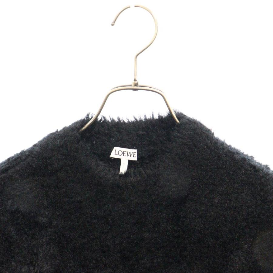 LOEWE（ロエベ） ショート丈 モックネック 長袖モヘアニット ブラック