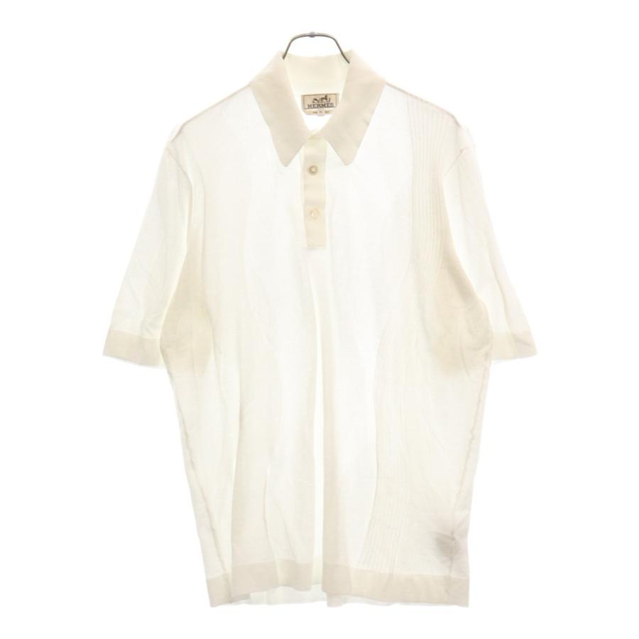 美品】HERMES エルメス 袖ライン ハイゲージコットン ニット ポロシャツ