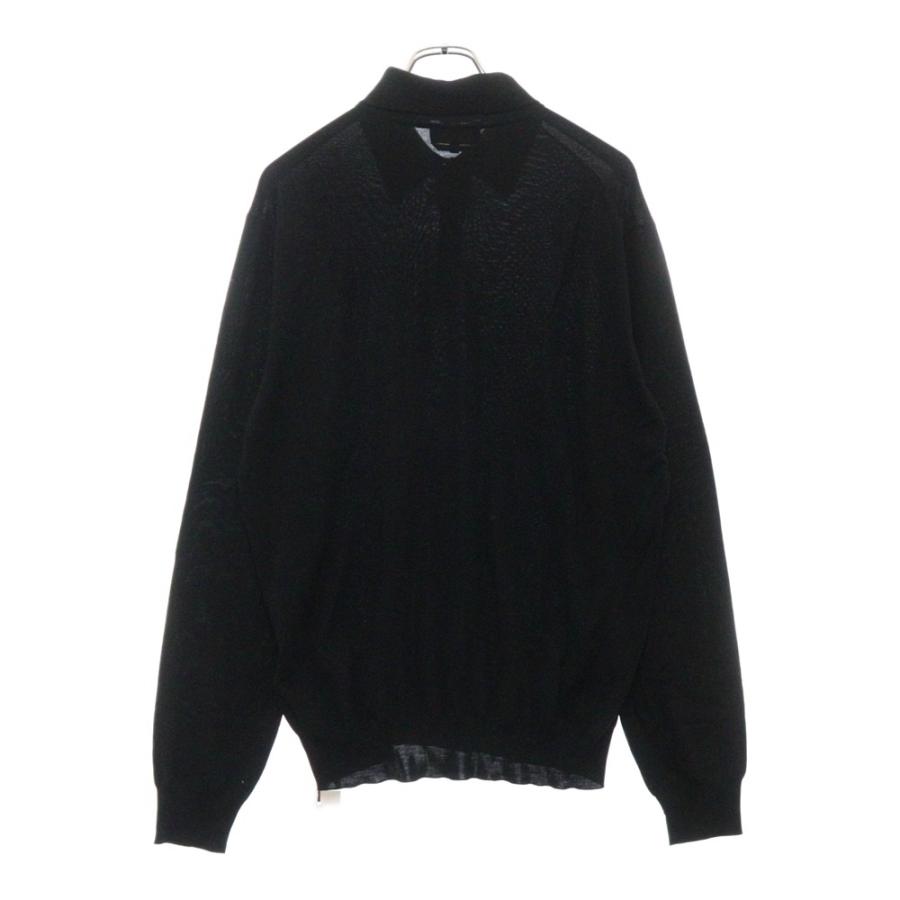HERMES エルメス ハイゲージ ニットポロシャツ 長袖 ブラック HERMES エルメス ハイゲージ ニットポロシャツ 長袖 ブラック