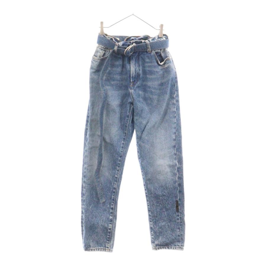 OFF-WHITE オフホワイト ベルト付き ジップフライ ストレート デニム  