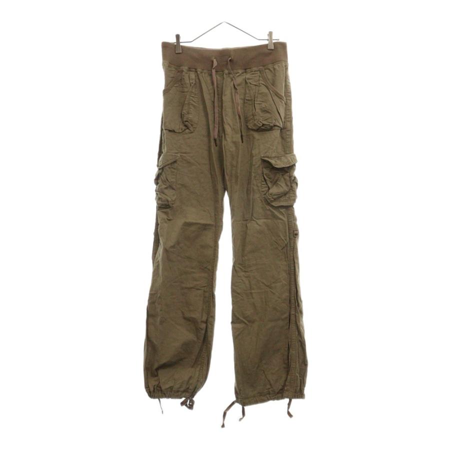 goa フレア　カーゴパンツ　立体ポケット　ベージュ　パラシュート　亜熱帯 goa（ゴア） Parachute Cargo Pants リネン混パラシュートカーゴパンツ