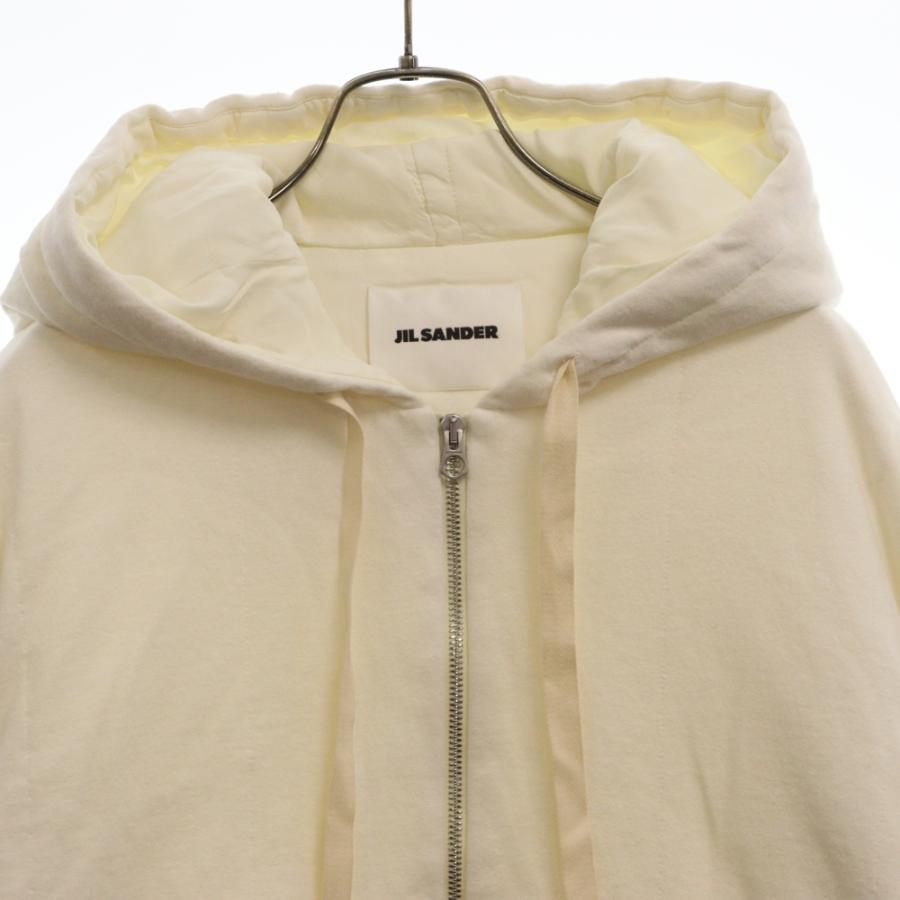 JIL SANDER ジルサンダー シルク混 中綿 ジップアップスウェットパーカー フーディー アイボリー JSMU707006 JIL SANDER（ジルサンダー） シルク混 中綿 ジップアップスウェット
