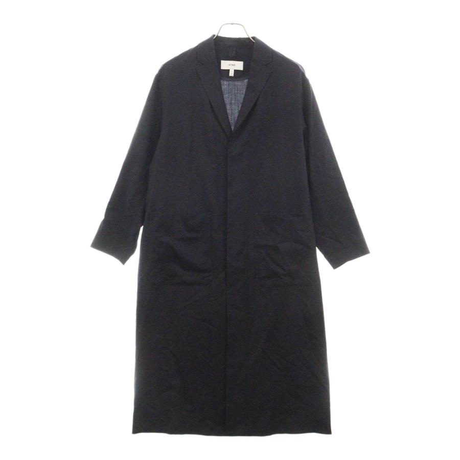 HYKE（ハイク） 比翼ボタン ロングスリーブ ショップコート ネイビー 