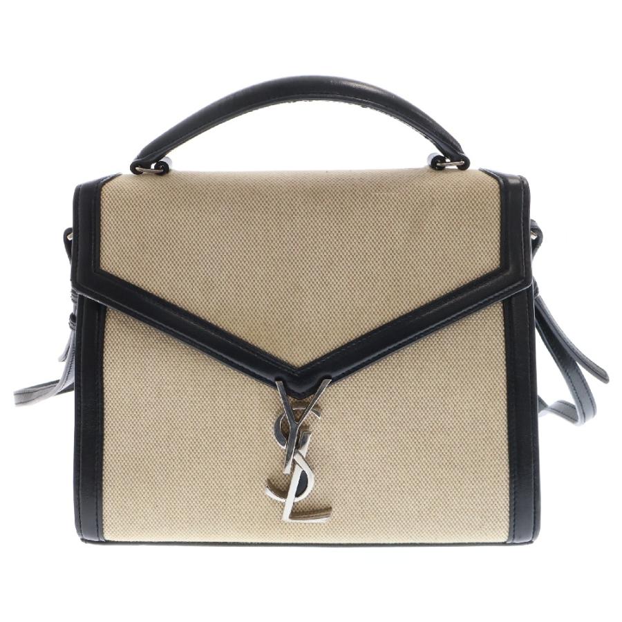 SAINT LAURENT PARIS サンローランパリ カサンドラ ミディアム キャンバス 2WAY ハンドバッグ ショルダーバッグ ベージュ/ブラック レディース MAL578000 SAINT LAURENT - SAINT LAURENT PARIS サンローランパリ カサンドラ