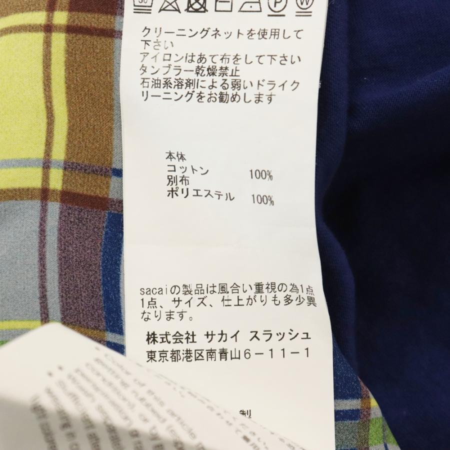 sacai（サカイ） チェック柄 ドッキング クルーネック コットン プル 