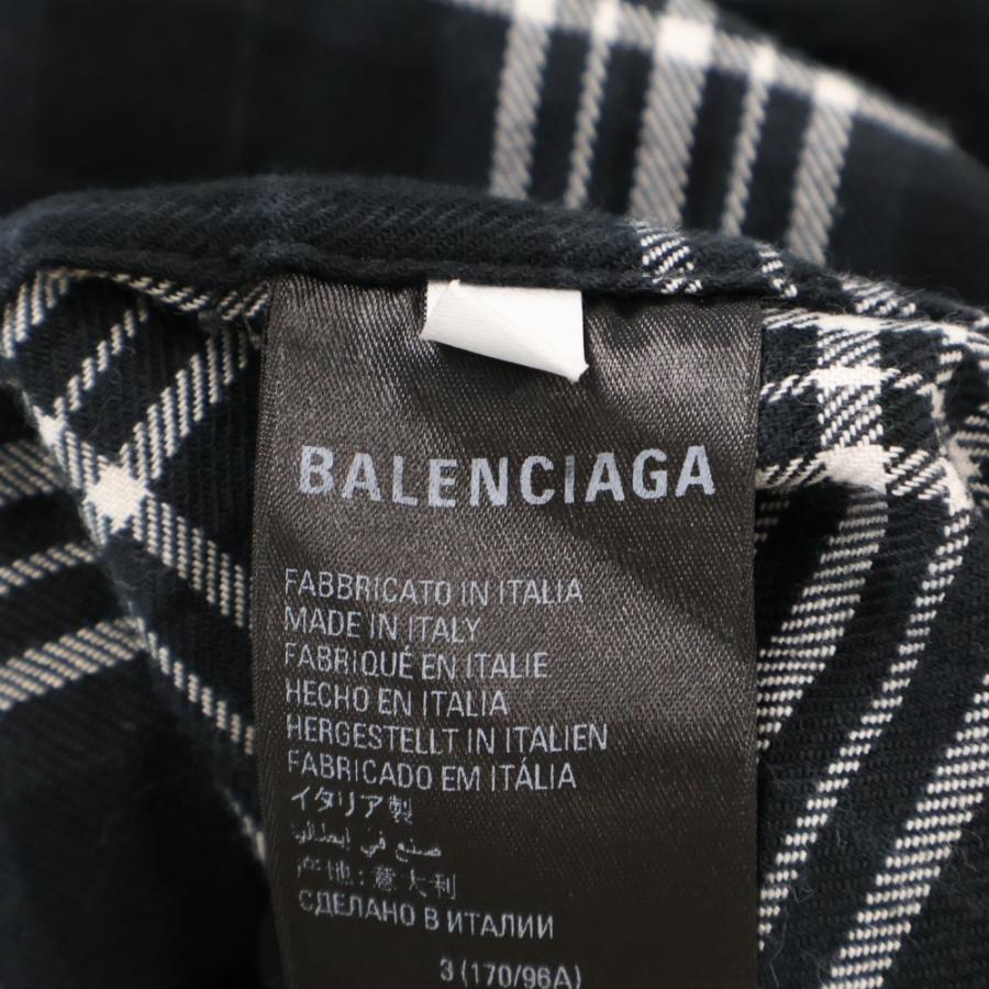 BALENCIAGA 長袖ポロシャツ ホワイト チェック柄 バレンシアガ BALENCIAGA バレンシアガ バックロゴ ギンガムチェック