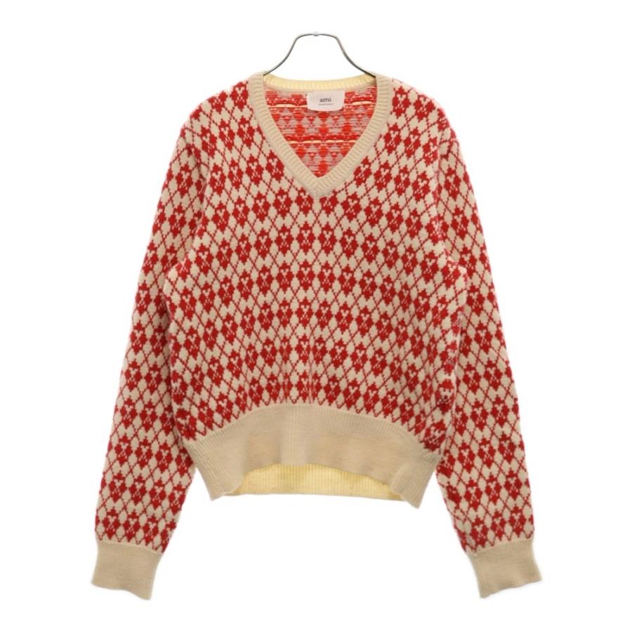AMI Alexandre Mattiussi アミアレクサンドルマテュッシ ホリデー ハートロゴ ウール ニット セーター ベージュ SPUKS030.KN0032 レディース AMI Alexandre Mattiussi アミアレクサンドルマテュッシ Small Heart