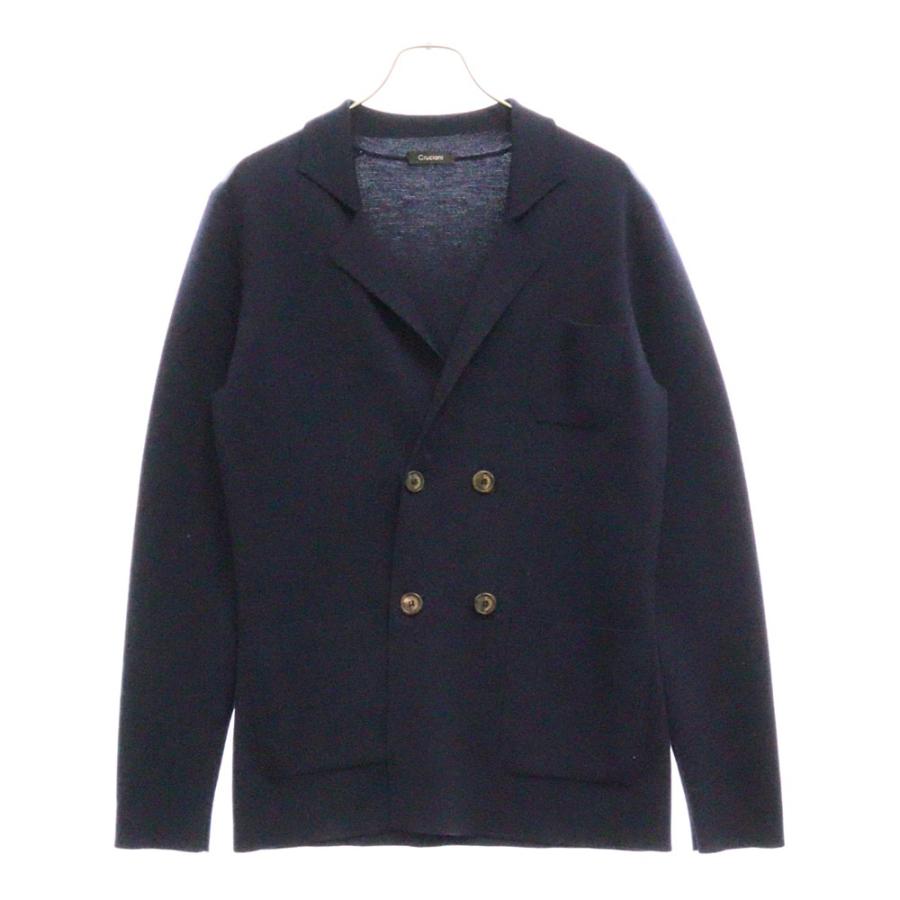 cruciani ネイビー ダブル ニット ジャケット CRUCIANI（クルチアーニ） イタリア製 ウールニット ダブルブレスト