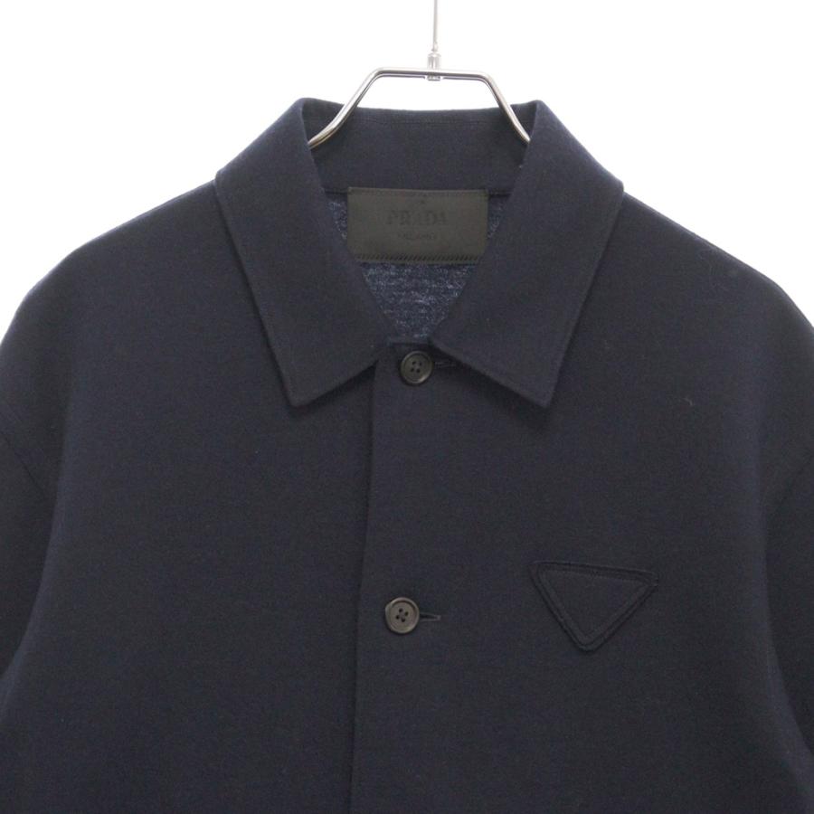 PRADA プラダ トライアングルロゴ ウール×カシミヤ 長袖ボタンシャツ 