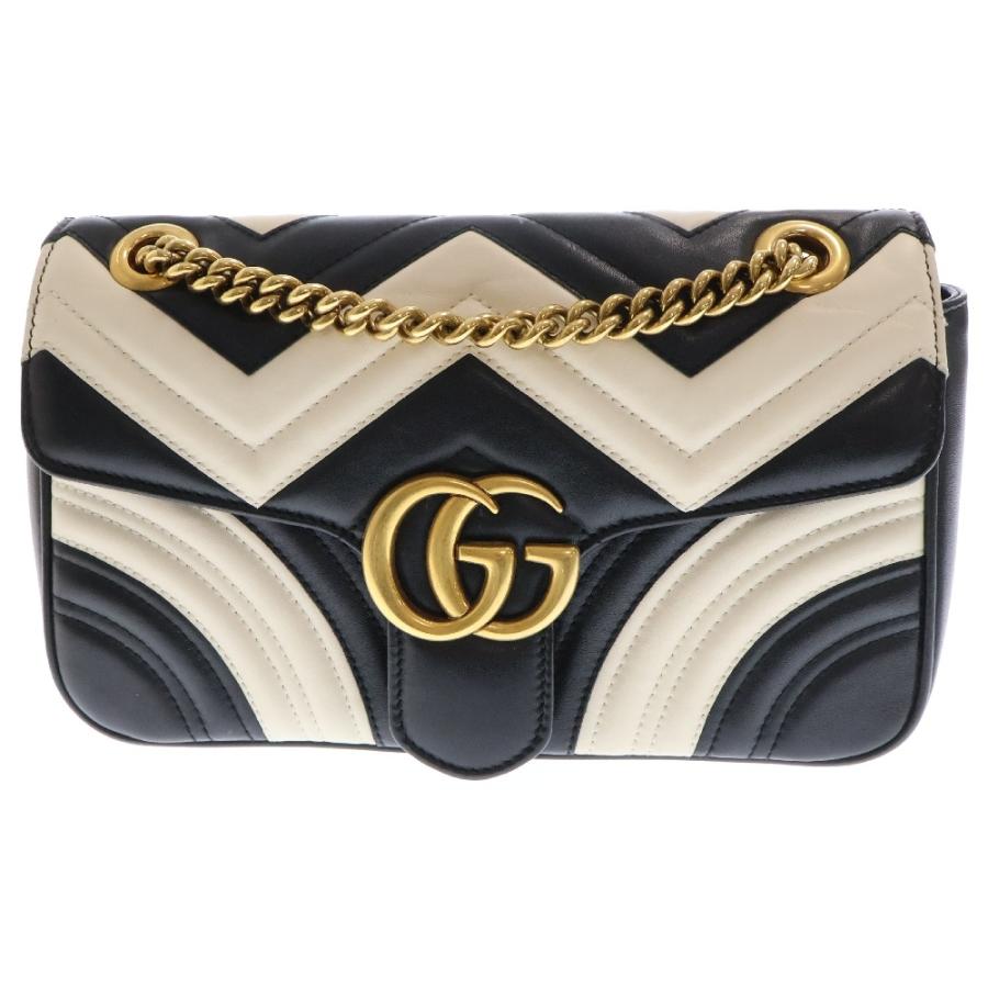 グッチ 美品 443497 GGマーモント バイカラー チェーン GUCCI（グッチ） GGマーモット バイカラー キルティング チェーン
