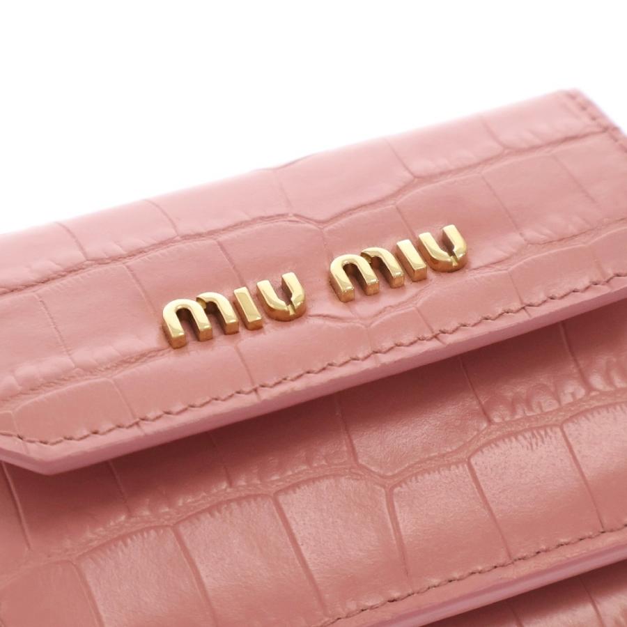 miumiu ミュウミュウ クロコエンボス ロゴプレート付3つ折り miumiu ミュウミュウ クロコエンボス ロゴプレート付3つ折り