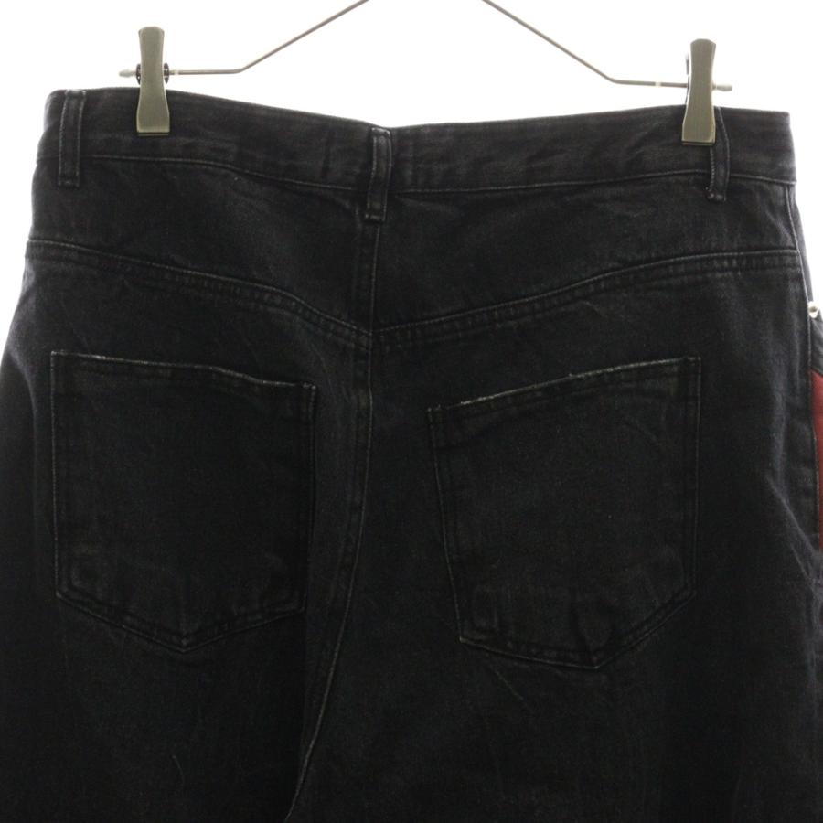 Saint Martin サイドライン ワイド デニム バギーパンツ レッド Saint Martin ブラックデニムパンツ L