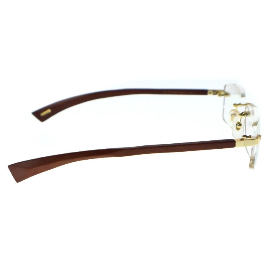 Cartier（カルティエ） レクタングル リムレス ウッドテンプル メガネ