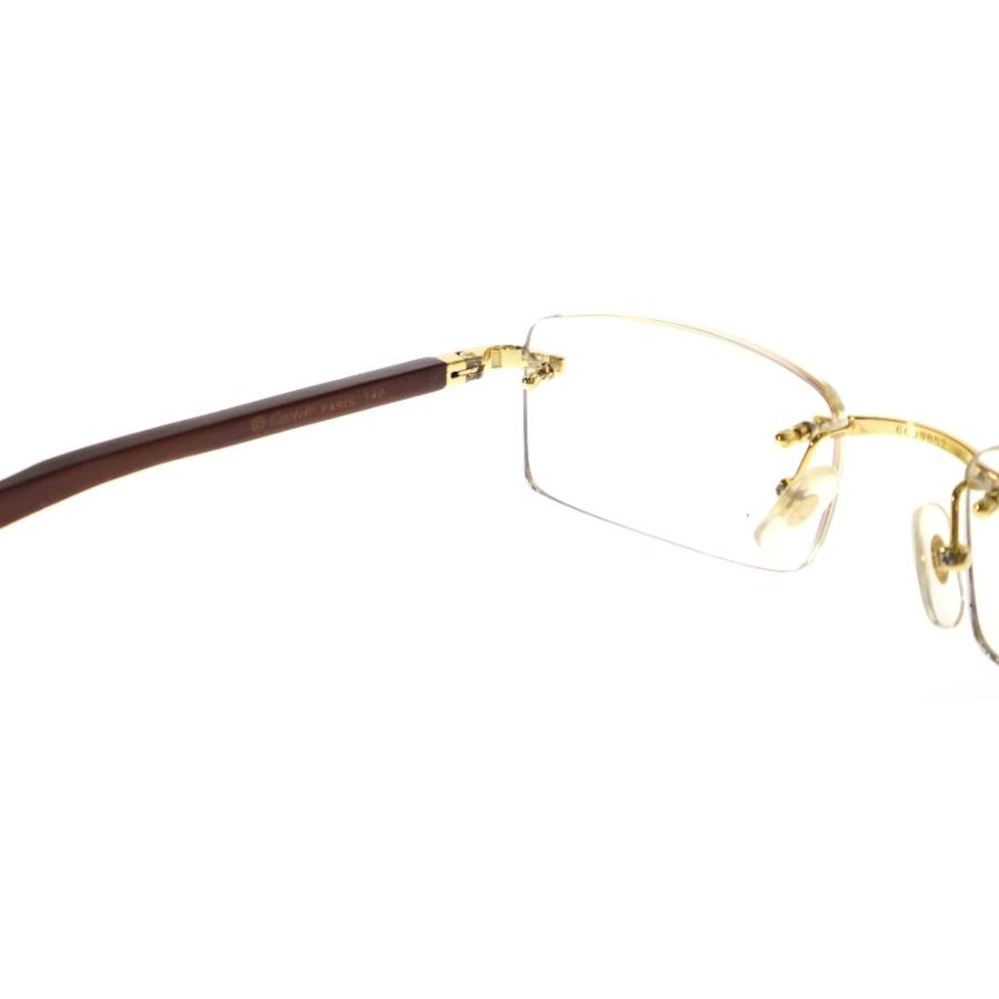Cartier（カルティエ） レクタングル リムレス ウッドテンプル メガネ