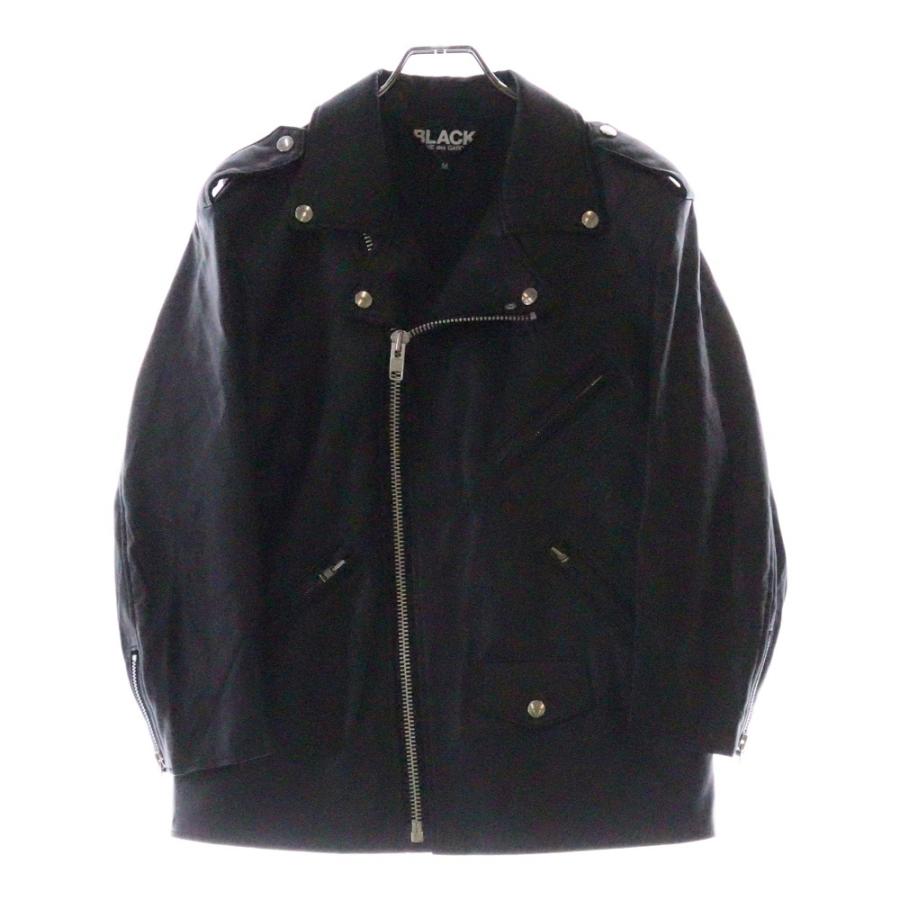 【中古】BLACK COMME des GARCONS 18AW ペイント加工 ダブルライダースジャケット XS ブラック系 1B-J015 ブラックコムデギャルソン ライダースジャケット ブラック