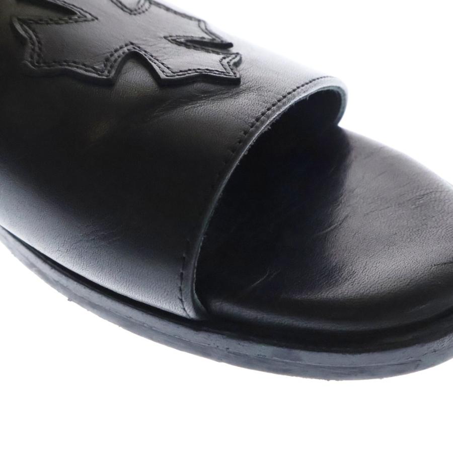 【新品未使用】クロムハーツCHプラスパッチ　レザースライドサンダル 黒　38 Chrome Hearts - クロムハーツ CH SLIDE LEATHER CHプラスパッチ