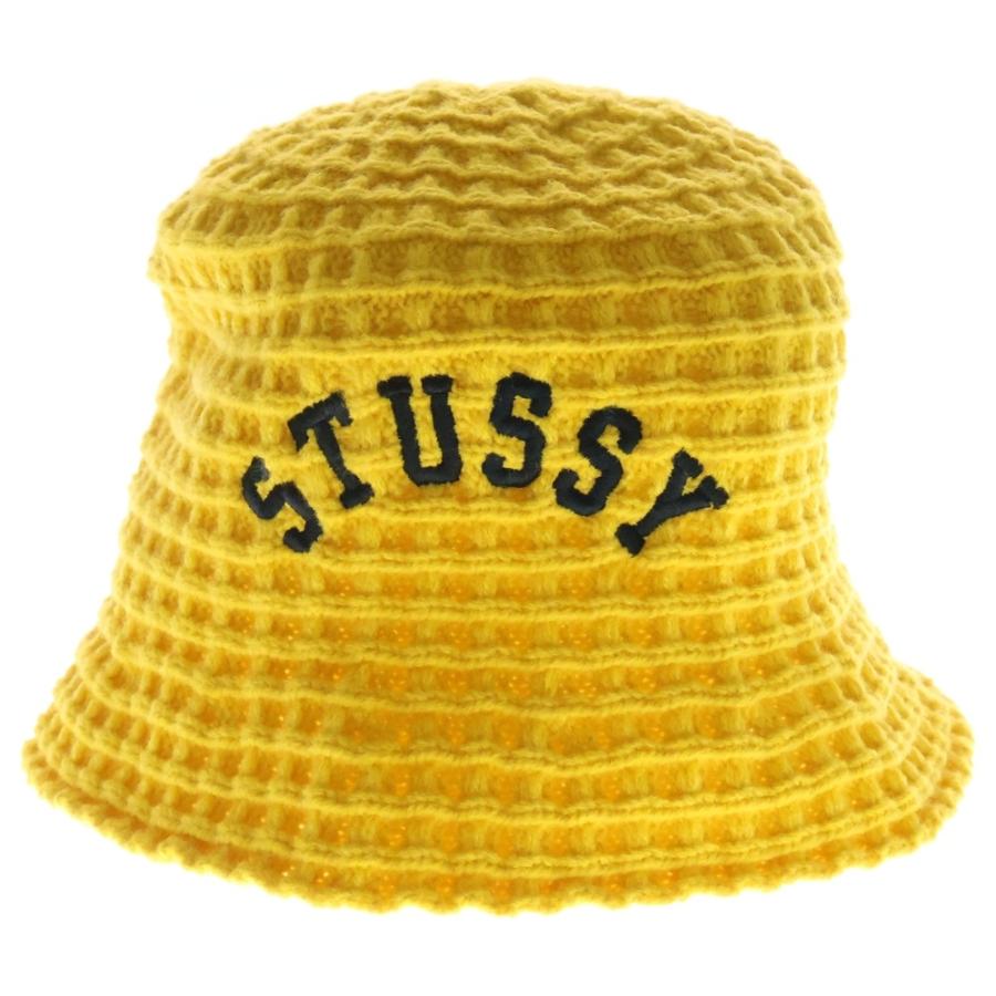 STUSSY（ステューシー） WAFFLE KNIT BUCKET HAT BONE ロゴ刺繍