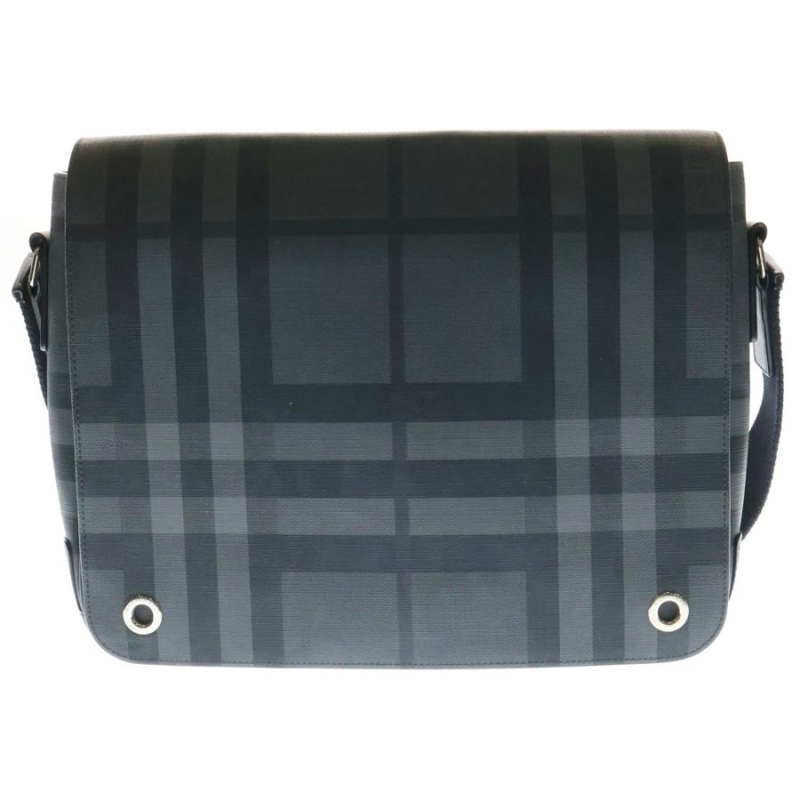 バーバリー ショルダーバッグ レザー×PVC ノバチェック 黒×グレー バーバリー ショルダーバッグ レザー×PVC ノバチェック 黒×グレー メンズ