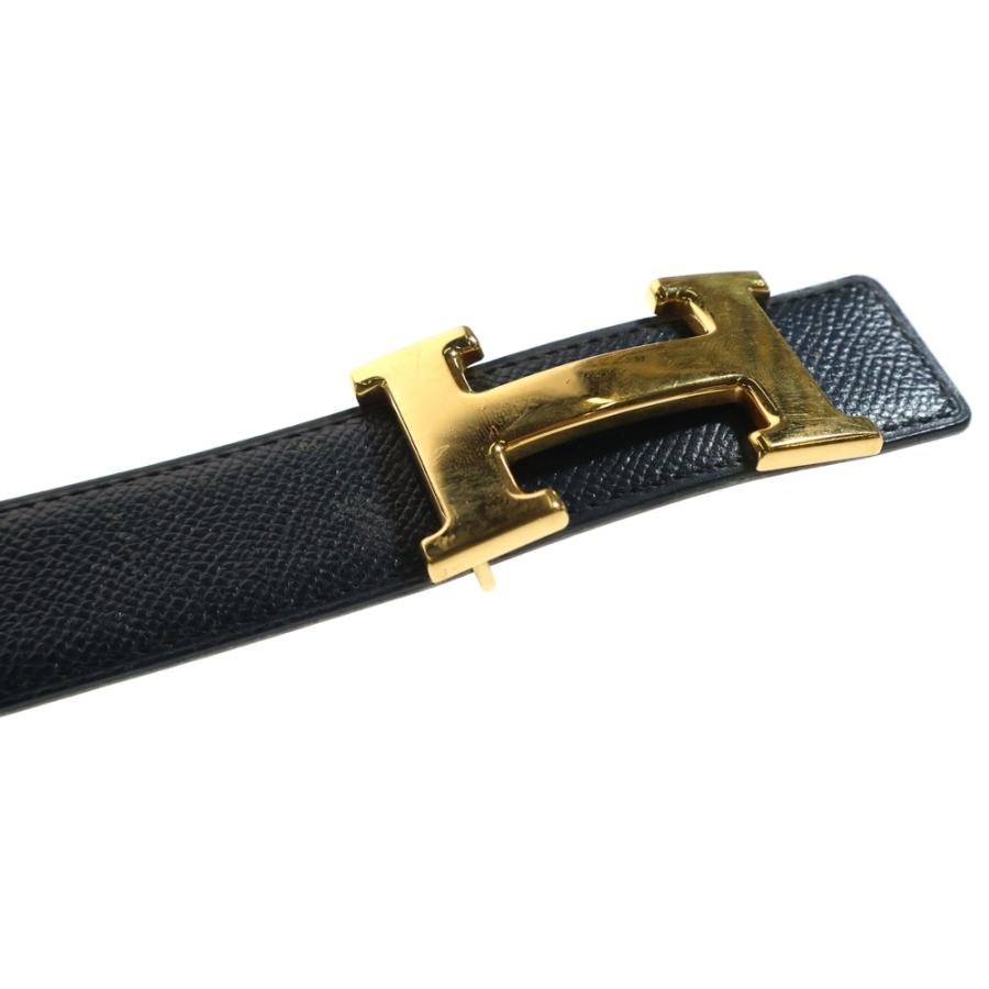 HERMES エルメス Hバックル コンスタンスベルト カーフレザー リバーシブル ゴールド金具 □A刻印 ブラック_3