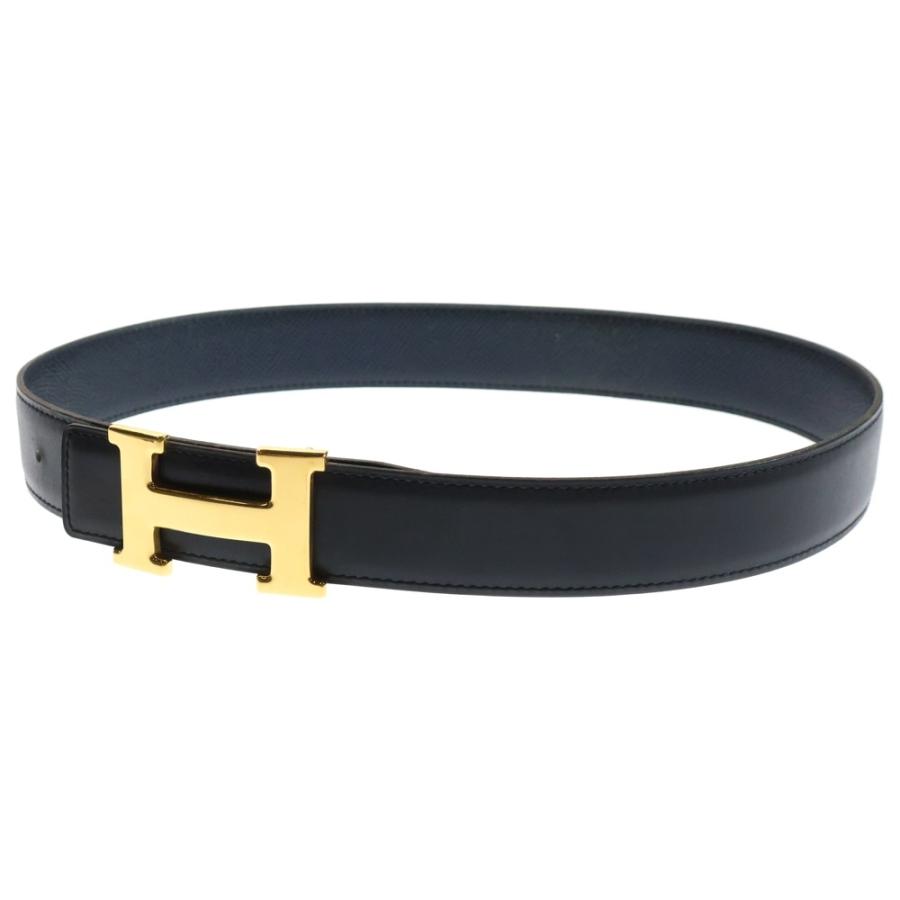 HERMES エルメス Hバックル コンスタンスベルト カーフレザー リバーシブル ゴールド金具 □A刻印 ブラック_4