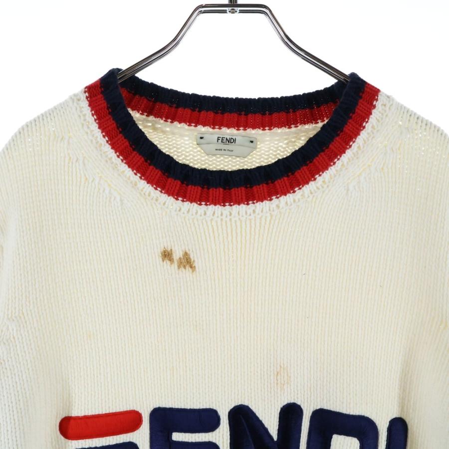 FENDI ホワイトリブ編みニットセーター FENDI（フェンディ） ブランド 長袖ニット セーター レディース ニット
