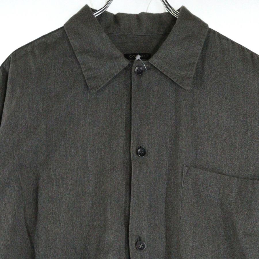 COMOLI（コモリ） 20AW ヨリ杢 オープンカラー 長袖シャツ グレー S03