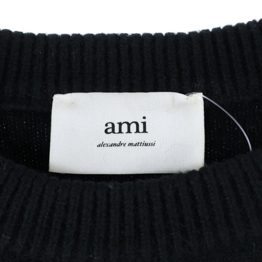 ami paris アミパリス ハートロゴジャガード ボーダー ウール クルー