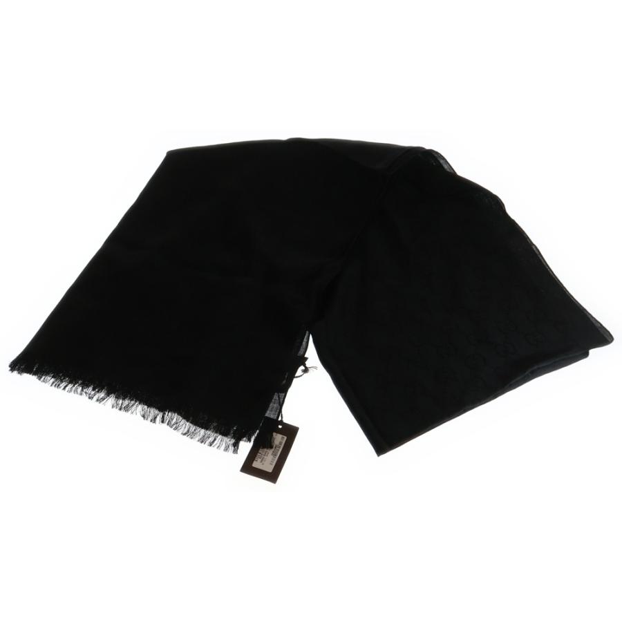 GUCCI グッチGGジャガードマフラー ショールブラック GUCCI（グッチ） GG柄 GGジャガード イタリア製 ウールシルク ストール