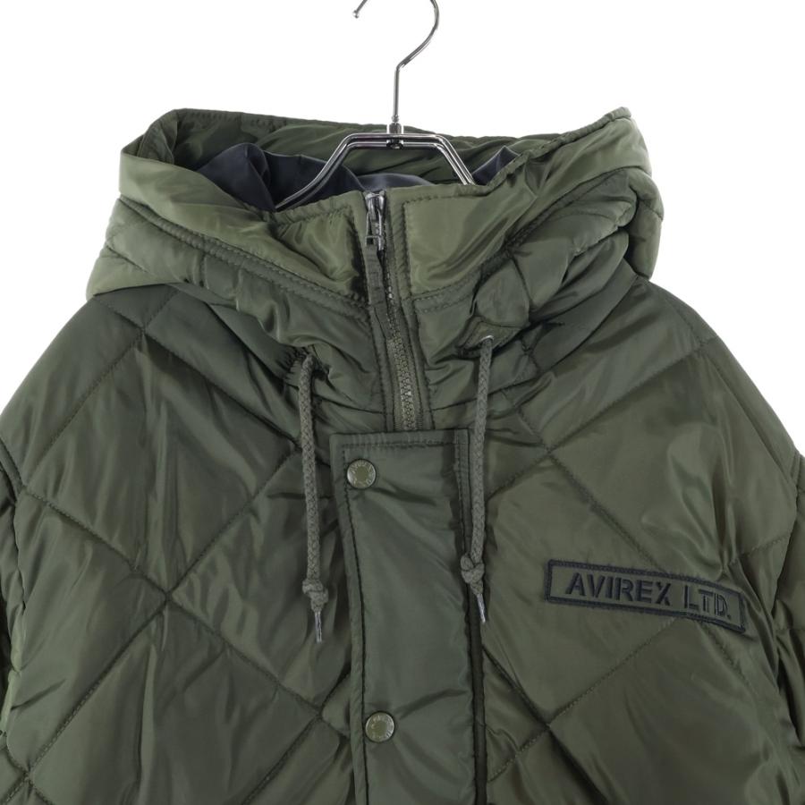 avirex キルティングフライトジャケット L カーキ 中綿 ボア ジップ AVIREX（アヴィレックス） キルティング ロゴエンブロイダリーデザイン