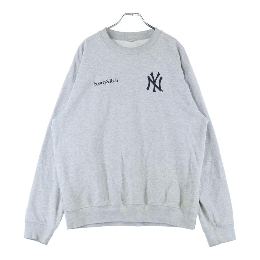 Sporty & Rich Yankees スウェット M グレー コラボ 人気 SPORTY&RICH スポーティアンドリッチ Yankees crewneck sweat GREY USA
